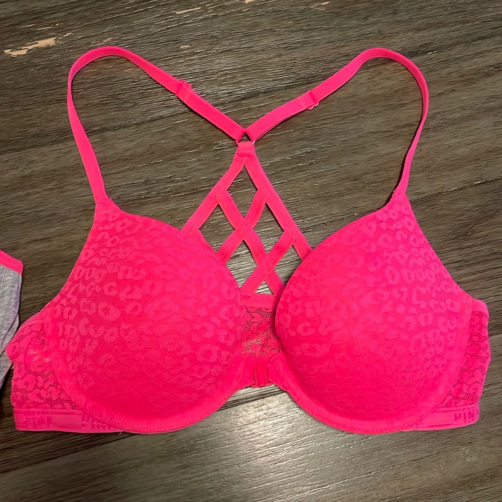2 Victorias Secret PINK cross cross Bras
